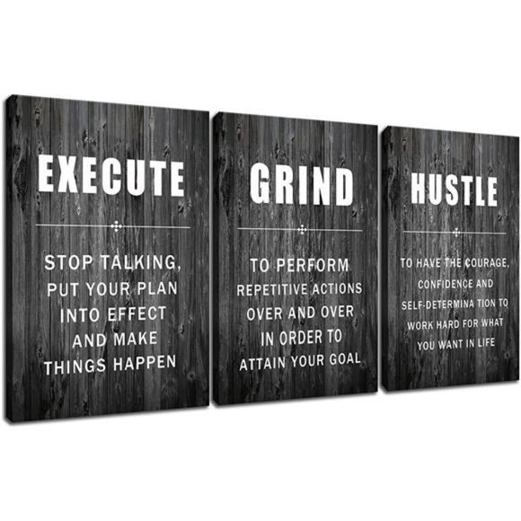 Inspirational Poster Execute Grind Hustle Wall Art 3...